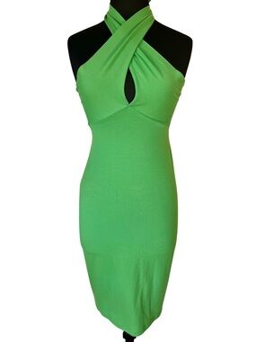 American Apparel Green Multi Way Halter Mini Dress